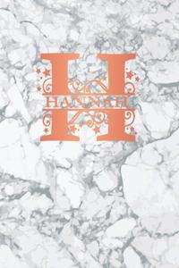 Hannah: Personalized Sketchbook 8.5 X 11. Monogram Letter/Initial H Sketch Pad/Journal/Note Book. White Marble & Rose Gold Cover. Notebook, Journal, Doodle,