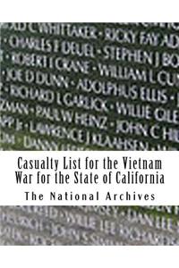 Casualty List for the Vietnam War for the State of California