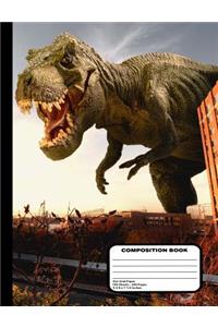 Dinosaur Attacks and Fighter Jets Defend Composition Notebook Dot Grid Paper - 200 Pages / 100 Sheets, 9-3/4