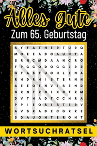 Alles Gute zum 65. Geburtstag - Wortsuchrätsel