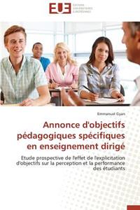 Annonce d'Objectifs Pédagogiques Spécifiques En Enseignement Dirigé