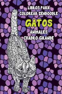 Libros para colorear Zendoodle - Cuadro grande - Animales - Gatos