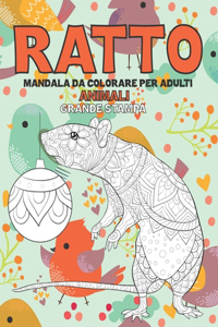 Mandala da colorare per adulti - Grande stampa - Animali - Ratto