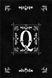 Scandinavian Design Floral Monogram Daily Journal Notebook - Letter Q