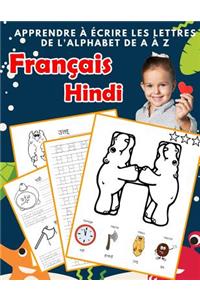 Apprendre à écrire les lettres de l'alphabet de A à Z Français Hindi