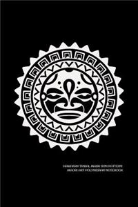 Hawaiian Tribal Mask Sun Pattern Maori Art Polynesian Notebook