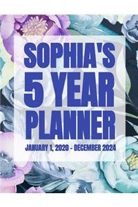 Sophia's 5 Year Planner: January 1, 2020 - December 31, 2024, 262 Pages, Soft Matte Cover, 8.5 x 11