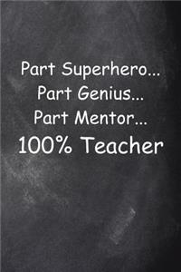 Superhero Teacher Chalkboard Design Lined Journal Pages
