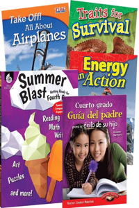 Learn-At-Home: Summer Stem Bundle with Parent Guide Grade 4 (Spanish Language Support): 5-Book Set