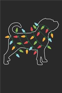 Puggle with Christmas Lights - Christmas Notebook - Puggle Diary - Dog Journal - Christmas Gift for Dog Lover