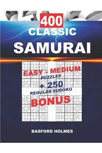 400 CLASSIC SAMURAI EASY - MEDIUM PUZZLES + 250 regular Sudoku BONUS