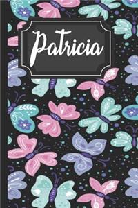 Patricia: Personalized Girls Name Beautiful Butterflies Journal Pretty Lined Notebook for Women