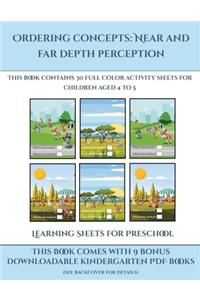 Learning Sheets for Preschool (Ordering concepts near and far depth perception)