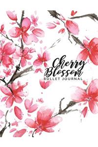 Cherry Blossom Bullet Journal: Pink and White Floral watercolor Notebook, Composition Book, Journal, 8.5 x 11 inch 110 page, Wide Ruled