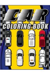 1-2: Car Coloring Book: Stress Coloring Book