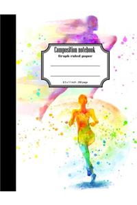 Composition notebook Graph ruled paper 8.5 x 11 inch 200 page, colorful watercolor running cover