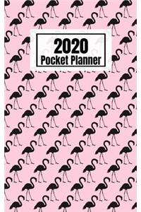 2020 Pocket Planner: Yearly Calendar & Weekly Planner with Password Log, Journal Pages, To Dos & Notes Pink Flamingo