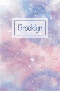 Brooklyn: First Name Personalized Notebook, College Ruled (Lined) Journal, Cute Pastel Notepad with Marble Pattern for Girls, Teens and Women