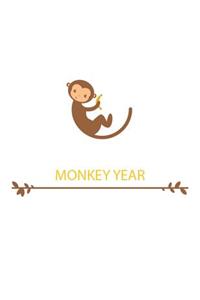 Monkey Year Blank Lined Notebook