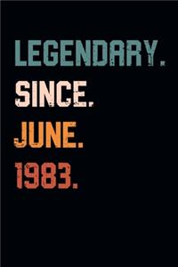 Blank Lined Journal, Notebook, Diary, Planner - Legendary Since June 1983 - 36th Birthday Gift For 36 Years Old Men and Women born in June