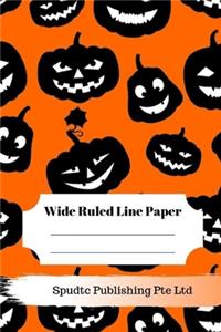 Scary Pumpkin Theme Wide Ruled Line Paper