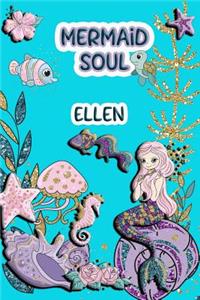 Mermaid Soul Ellen: Wide Ruled Composition Book Diary Lined Journal