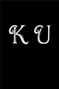 K U: Double Monogram Journal, 100 Pages, 6x9 Inches, Black Glossy Cover