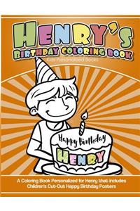 Henry's Birthday Coloring Book Kids Personalized Books