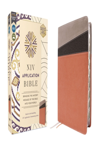NIV Application Bible, Leathersoft, Coral/Gray, Red Letter, Thumb Indexed, Comfort Print