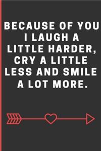Because Of You I Laugh A Little Harder, Cry A Little Less, And Smile A Lot More