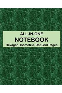 ALL-IN-ONE NOTEBOOK - Hexagon, Isometric, Dot Grid Pages