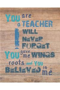 You are a teacher I will never forget you give me wings roots and you believed in me