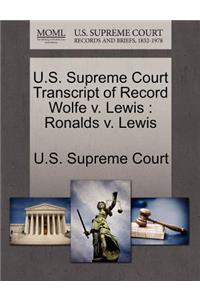 U.S. Supreme Court Transcript of Record Wolfe V. Lewis