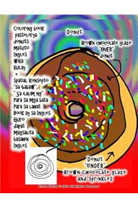 Coloring Book Pastelerya Donuts Matuto Ingles Wika Kulay + Spatial Konsepto 