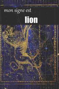 lion signe astrologique, carnet ligné