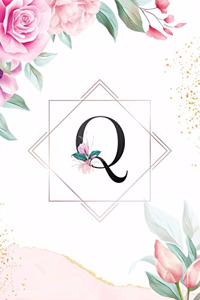 Q: Cute Initial Monogram Letter Q College Ruled Notebook. Pretty Personalized Medium Lined Journal & Diary for Writing & Note Taking for Girls and Wome