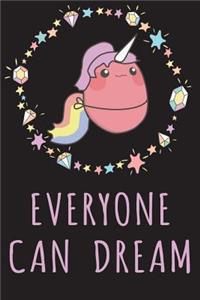 Kawaii Unicorn Everyone Can Dream Composition Notebook