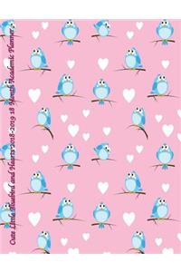Cute Little Bluebird and Hearts 2018-2019 18 Month Academic Planner