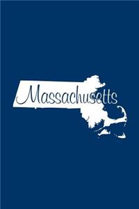 Massachusetts - Navy Blue Lined Notebook with Margins