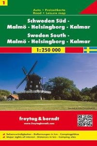 Sweden South - Malmo - Helsingborg - Kalmar Sheet 1 Road Map 1:250 000