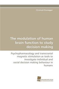 modulation of human brain function to study decision making