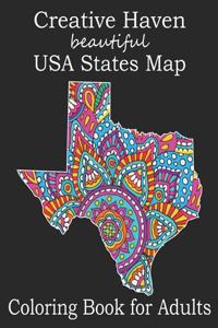 Creative Haven Beautiful USA States Map Coloring Book For Adults