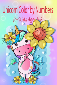 Unicorn Color by Numbers for Kids Ages 4-8