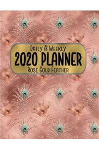 Daily & Weekly 2020 Planner Rose Gold Feather