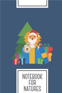 Notebook for Natures: Lined Journal with Santa Lion with Presents and Tree Design - Cool Gift for a friend or family who loves season presents! - 6x9" - 180 White lined p