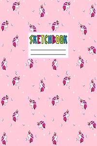 Sketchbook: Cute Unicorn Kawaii Sketch Book for Girls, Kids, Teens, Women (Perfect for Sketching, Drawing, Doodling, Journal, Note Pad, Birthday Party Favors)