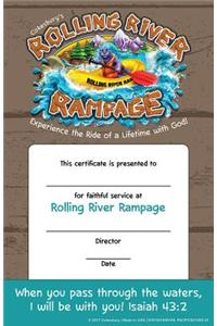 Vacation Bible School Vbs 2018 Rolling River Rampage Leader Recognition Certificates: Experience the Ride of a Lifetime With God! - Package of 12