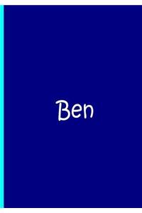 Ben - Blue Personalized Notebook / Journal / Blank Lined Pages / Soft Matte