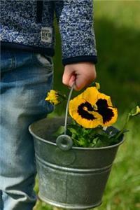 Carrying a Pretty Yellow Pansy in a Silver Bucket Flower Garden Journal