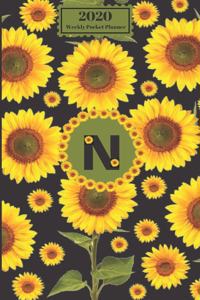 2020 Weekly Pocket Planner: Sunflowers Personalized Monogram Initial N Letter N Names Agenda Appointment Calendar Organizer And Journal For Writing